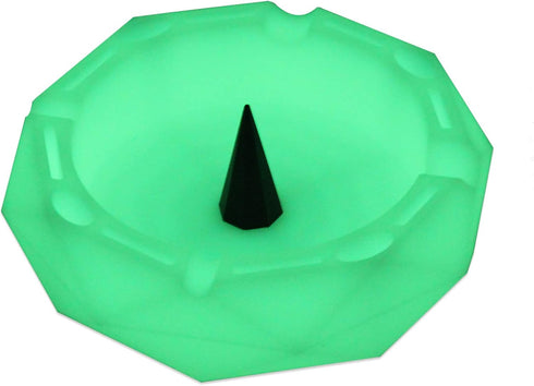 1 Geometric Silicone Ashtray - Glow in the Dark - Unbreakable Multipurpose Storage Ash Tray - w/Glass Friendly Tapping Center...