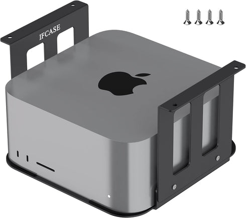 IFCASE Aluminum Under Desk Stand Mount for Mac Studio M2 M1 Max, Ultra with Anti-Scratch Pad (Black)...