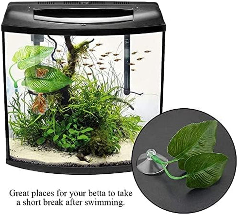 1Pc Aquarium Decorations, Reusable Plastic Artificial Simulation Plant Leaf Ornament Deft Design Betta Hammock Fish Rest Bed Aquariums Supply Leav...