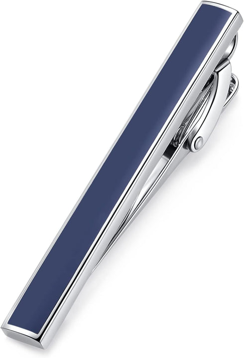 HONEY BEAR Mens Tie Clip Bar for Normal Size Business Wedding Gift,5.4cm,Navy Blue...