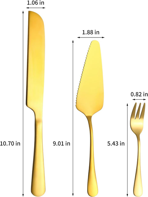 Cake Knife and Server Set with 6 Pcs Cake Forks,Wedding Cake Cutting Set for Birthday Anniversary Parties and Festival(8 PCS, Gold)...