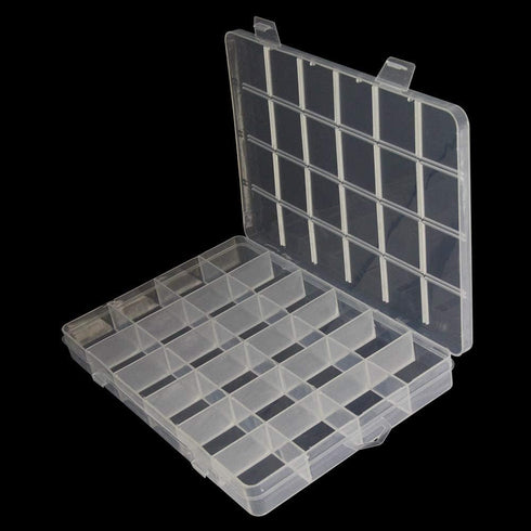 2PCS Clear Plastic Organizer Box, Component Storage Box,24 Fixed Grids Storage Container Jewelry Box for Beads Art DIY Crafts Jewelry Fishing Tack...