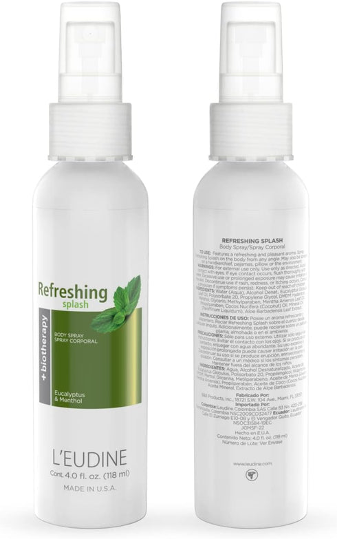 L'EUDINE Refreshing Splash with Eucalyptus Oil, Respiratory Care Body & Room Spray Mint and Aloe Infused, Gentle on The Skin, Multipurpose Small S...