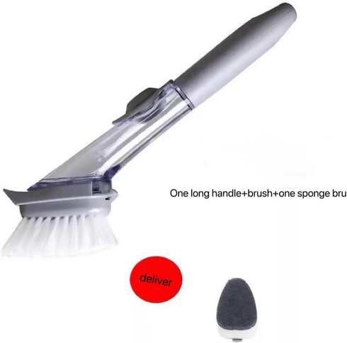 Soap Dispensing Dish Brush.Dishwasher Brush with Soap Dispenser. Long Handled Hydraulic Dishwashing Brush.Kitchen Tool Cleaning Brush, Non Stick O...