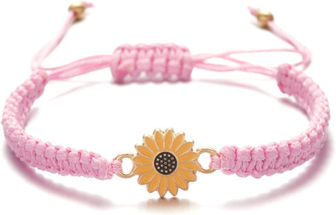 Fuqimanman2020 4 Pcs Summer Surfer Wave Sunflower Bracelets Set Anklet Adjustable Strand Braided String Rope Boho Waterproof Handmade Beach Jewelr...