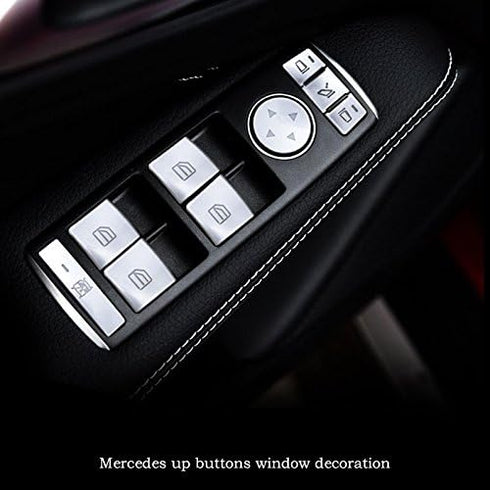 MAXDOOL 14 Pieces Car Window Glass Lift Button Trim Cover Sticker for Mercedes Benz A/B/C(W204)/E(W212)/GLA/CLA/GLK/GL/ML/GLE-Class...