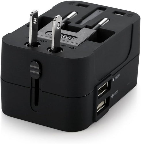 Travel Adapter, JOOMFEEN Worldwide All in One Universal Power Wall Charger AC Power Plug Adapter with Dual USB Charging Ports for USA EU UK AUS Ce...