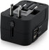 Travel Adapter, JOOMFEEN Worldwide All in One Universal Power Wall Charger AC Power Plug Adapter with Dual USB Charging Ports for USA EU UK AUS Ce...