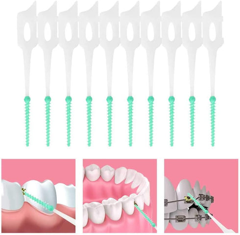 Silicone Dental Pick Interdental Brush Teeth Stick Soft Toothpick Oral Hygiene Care Tools 2 Travel Cases 1 Refill 240 Count...