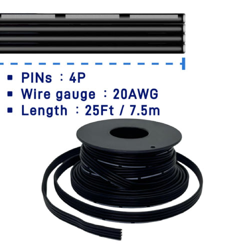 30 Gauge 4Pin Silicone Ribbon Cable, 30 AWG Flat Flexible Cable Electrical Wire, 25Ft/7.5m Length Stranded Tinned Copper Wire, Silicone Insulation...