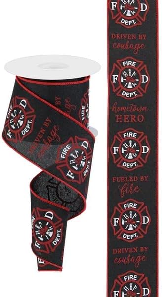 Craig Bachman 2.5" Firefighter Badge Ribbon: Black (10 Yards) - Craft Floral Arrangement Gift Wrapping Wired Edge Ribbon...