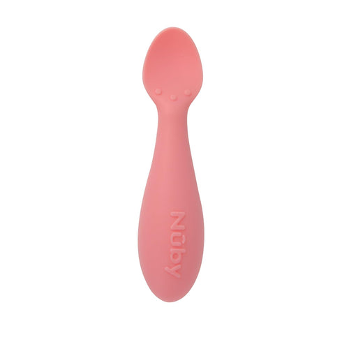 Nuby Silicone Mini Spoons - (2-Pack) Baby-Led Weaning Spoons for Babies - 4+ Months - Pink...