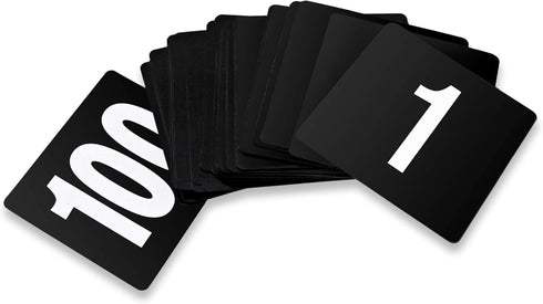 New Star Foodservice 23084 1-100 Double Side Plastic Table Numbers, 4" x 4" Inch, Light Grey on Black...