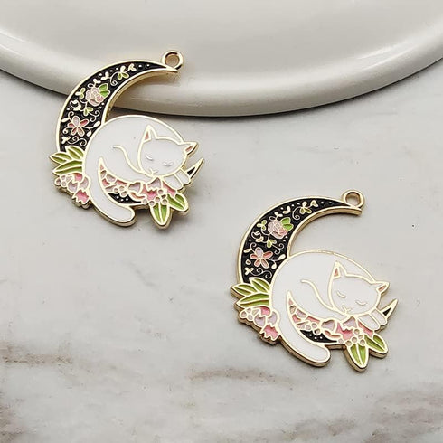Lovely Moon Cat Needle Minder Magnetic for Cross Stitch, Flower Cat Needle Holder for Embroidery Needlework?Needlework and Embroidery Accessories?...