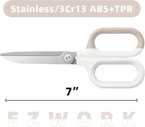 Multipurpose Scissors, Comfort-Grip Handles Sharp Scissors for Office Home School Craft Sewing Fabric Supplies (7", White-1)...