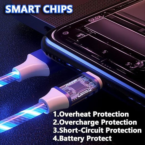 Micro USB Cable Android Charger, 6.6FT Led Light Up Glowing Micro USB Fast Charging Cord for Android, Samsung Galaxy S7 S6 S5, Note 5, Kindle and ...