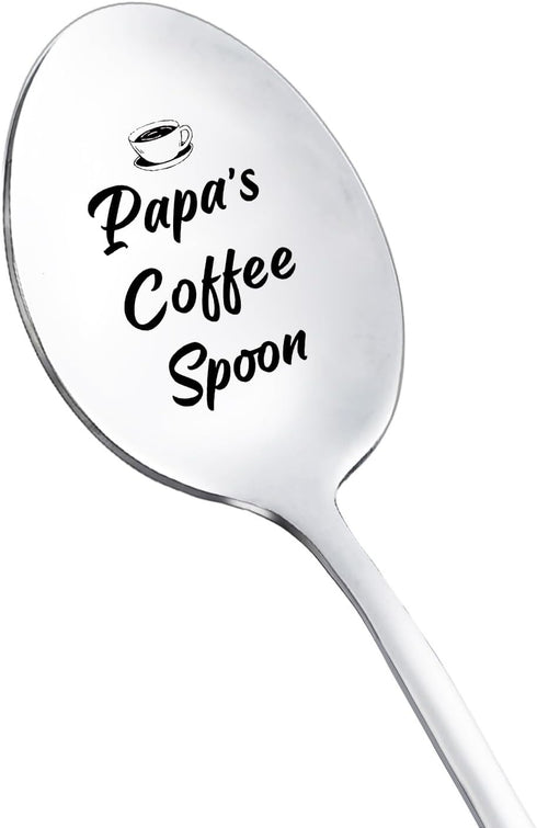 Papa Coffee Spoon Gifts from Granddaughter Grandson Coffee Tea Gift Spoons for Grandpa Papa Christmas Birthday Gifts for Grandfather Papa Coffee L...