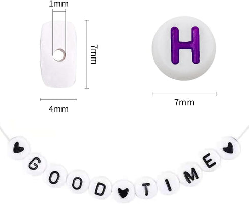 1400pcs Letter Beads Kit, 4x7 mm Acrylic Round Alphabet Beads Number Beads Heart Beads for Jewelry and Bracelet Making, in 28 Grid Box (White and ...