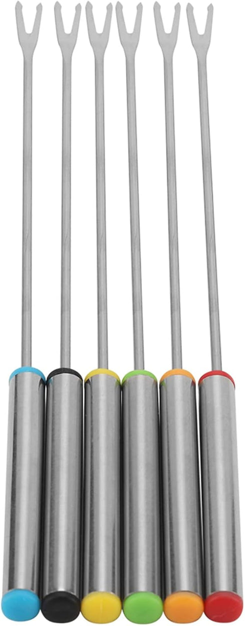 Fondue Sticks 6pcs Stainless Steel Smores Sticks with Heat Resistant Handle for Cheese Meat Chocolate Dessert Roast...