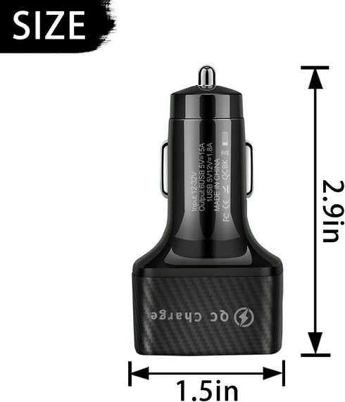 Car Charger Adapter, 6 Ports USB QC3.0 Fast Phone Charger, Car Interior Accessories Fit for All Vehicles, Multi-Port Car Phone Charger with LED Li...