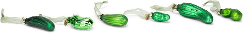 DEMDACO Pickle Festive Green 4 x 2 Glass Christmas Decorative Hanging Ornaments Game...