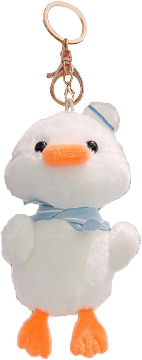 2Pcs White 14cm Duck Plush Keychain,Soft Fully Filled Lovely Cartoon Animal Doll Hanging Ornament,Portable Stuffed Duck Doll Plush Key Backpack Pe...