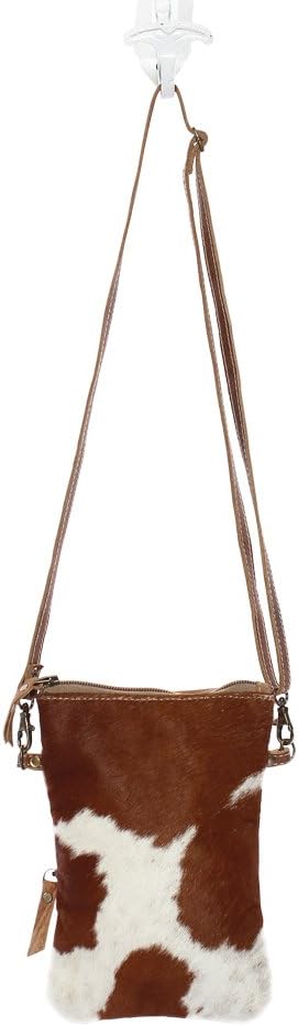 Myra Bag White & Brown Cowhide Crossbody Bag S-1173...