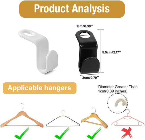 100Pcs Clothes Hanger Connector Hooks, Super Space Saving for Closet Heavy Duty Cascading Hanger Extender Hooks Plastic Closet Hanger Organizer (W...