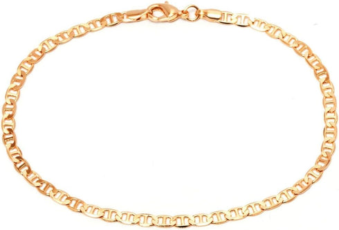 Barzel Gold Anklet for Women Flat Mariner Anklet 18K Gold Plated Flat Marina Link Anklet for Women - Made In Brazil...