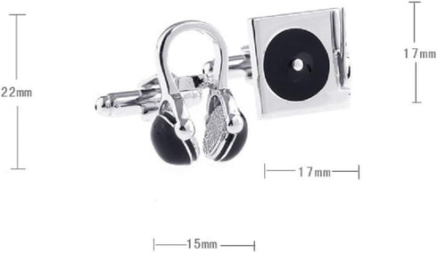 Headphones Turntable DJ Radio Record Player Pair Cufflinks in Presentation Gift Box & Polishing Cloth...