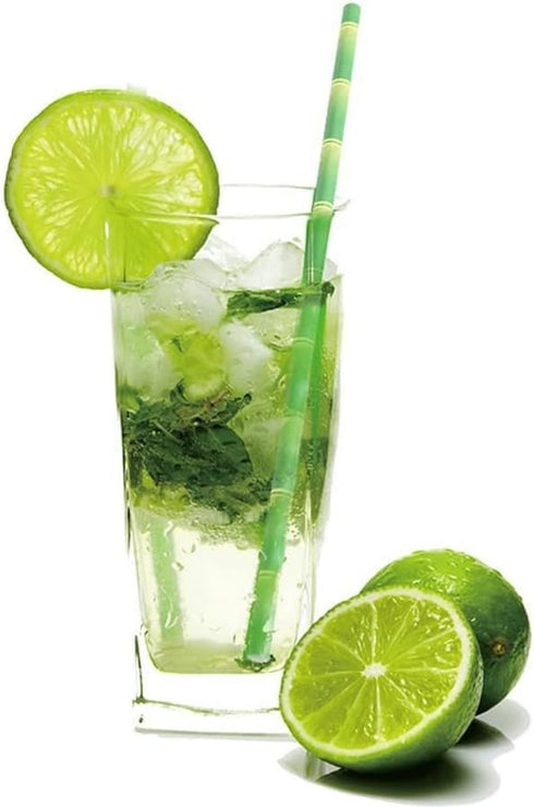 Biodegradable Green Bamboo Printed Paper Drinking Straws, Pack of 100 Disposable Bamboo Pattern Straw for Cocktail, Party Decoration...