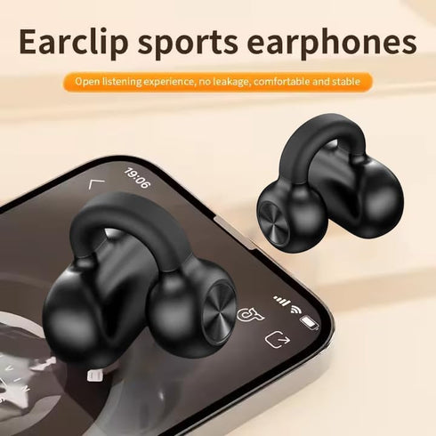Headphones Bluetooth 5.3 Painless Wireless Open Ear Clip on Headphone Waterproof Running Earring Earphone Air Conduction Earphones Wireless Earbud...