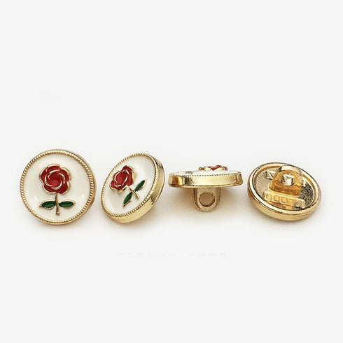14 Pcs Vintage Red Rose Metal Buttons Sewn Button Shirt Cardigan Women's Garment 12mm/0.5inch, White/Gold...