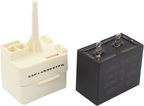 ApplianPar W10613606 Refrigerator Compressor Start Relay and Capacitor for Whirlpool KitchenAid Kenmore Fridges W10416065, PS8746522, 67003186