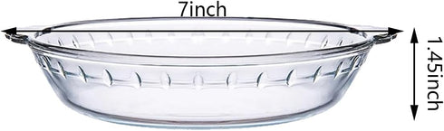 1 Pack Round Glass Pie Pans for Baking Round Baking Dishes with Handles for Apple Pie Pumpkin Pie Salads (Clear 7in)...