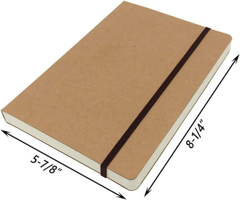 CooLeathor A5 Blank Notebook - 5.8 x 8.25 Inches Hard Kraft Cover Sketch Book with Elastic Closure, 80 Sheets / 160 Pages, Thick 100gsm Paper, Gre...