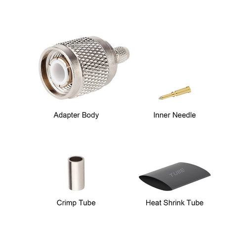 TNC Male Connector 10PCS, TNC Male Plug Crimp Connector for RG58/RG142/RG400/LMR195/KSR195/3D-FB Cable...