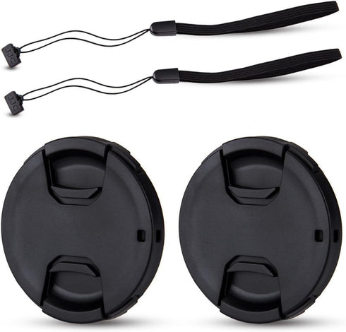 2-Pack 49mm Front Lens Cap Cover with Deluxe Cap Keeper for Canon EF 50mm f1.8, EF-M 15-45mm f3.5-6.3, Sony E 55-210mm f4.5-6.3, E 35mm f1.8, E 50...