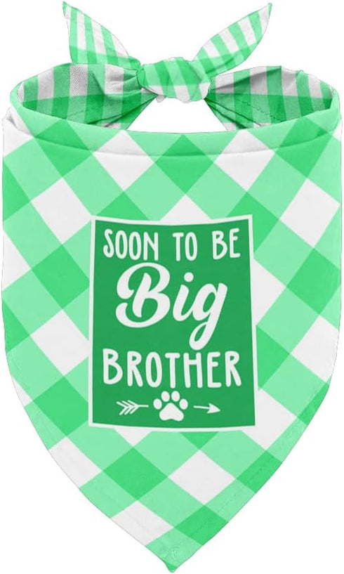 Dog Bandana, Soon to Big Brother Dog Bandana, Dog Scarf Classical Plaid Printing, Dog Scarf Accessories, Dog Bandana Pet Scarf, Pet Plaid Scarf Ge...