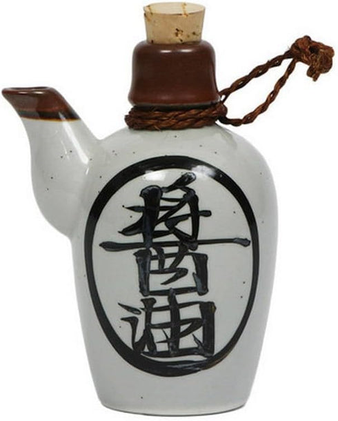JapanBargain, Porcelain Soy Sauce Dispenser Bottle, Traditional Japanese Pottery Shoyu Bottle Pot, Made in Japan, White, 1-Bottle...