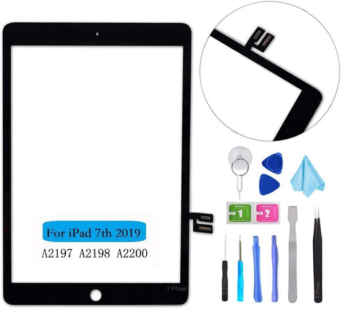 Black Touch Screen Digitizer Repair Kit for iPad 10.2" 2019 iPad 7 7th Gen A2197 A2198 A2200 (Without Home Button,not Include LCD) + Tools...