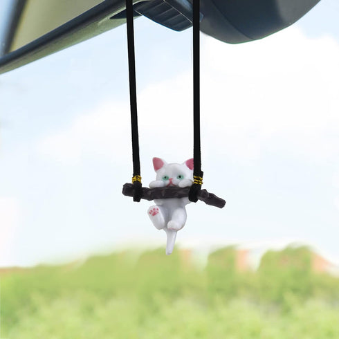 wonnU Cute Cat Car Pendant Hanging Ornament Rearview Mirror Charm Decoration for Car Decor Accessories...