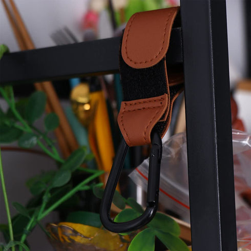 Baby Stroller Hook Clip,Convenient for Hanging Bags,Aluminum Alloy PU Leather Hanging Bags Stroller Hooks Clips,Stroller Organizer Accessories...