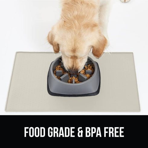 Gorilla Grip 100% Waterproof Raised Edge BPA Free Silicone Pet Feeding Mat, Dog Cat Food Mats Contain Spills Protects Floors, Placemats for Cats a...