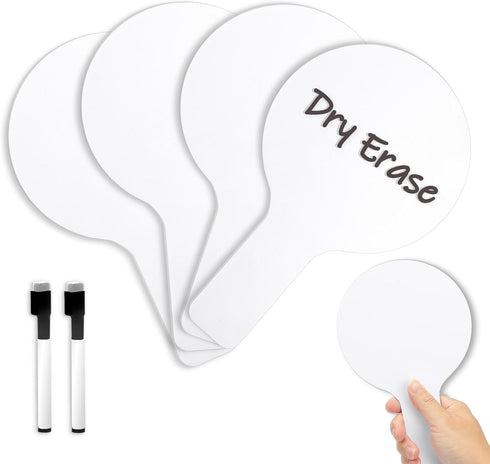 4PCS 5x8.6 Inch Dry Erase Paddles, Handheld Whiteboard and 2 Black Marker Set Handheld Double Sided Auction Paddles, Student Acrylic Answer Boards...