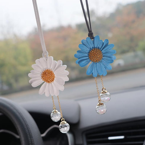Daisy Car Hanging Ornaments for Women Girls Cute Sunflower Car Rear View Mirror Hanging Charms Automotive Interior Aesthetic Decoration Accessorie...