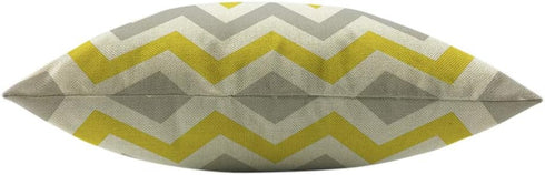 Mugod Chevron Throw Pillow Zigzag Wavy Geometric Stripe Line Yellow White and Gray Cotton Linen Square Cushion Cover Standard Pillowcase 18x18 Inc...