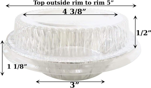Safca KitchenDance Disposable Aluminum Foil Tart Pan with Lid - 5" Aluminum Foil Individual Pie Pans, Mini Pie Pans, Pot Pie Tins, Baking Pan Perf...