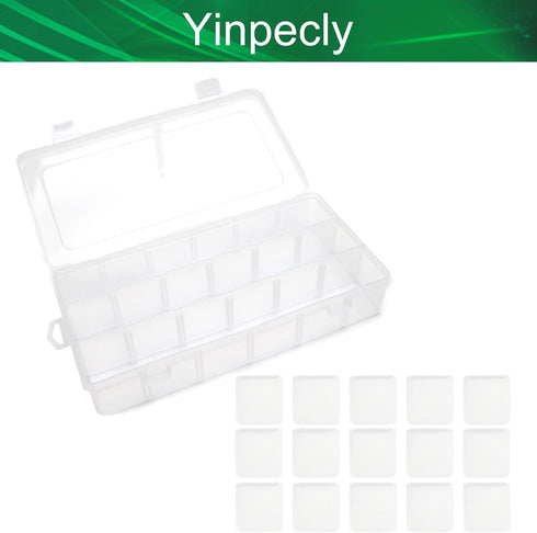 Yinpecly Component Storage Box 230x120x40mm Adjustable Divider Grids Removable Compartment PP Organizer for Jewelry Beads Earring Container Tool F...