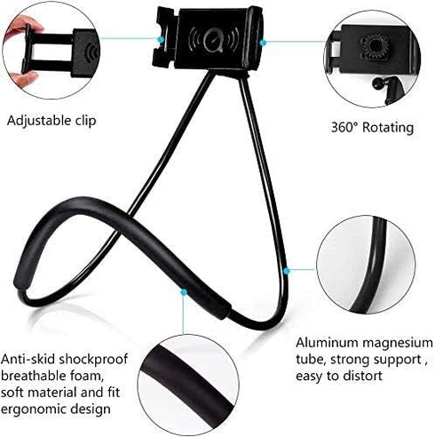 Cell Phone Neck Holder, Flexible Tablet Holder Stand Universal Phone Stand, Hanging Mobile Phone Stand Lazy Bracket, DIY Free Rotating Gooseneck M...
